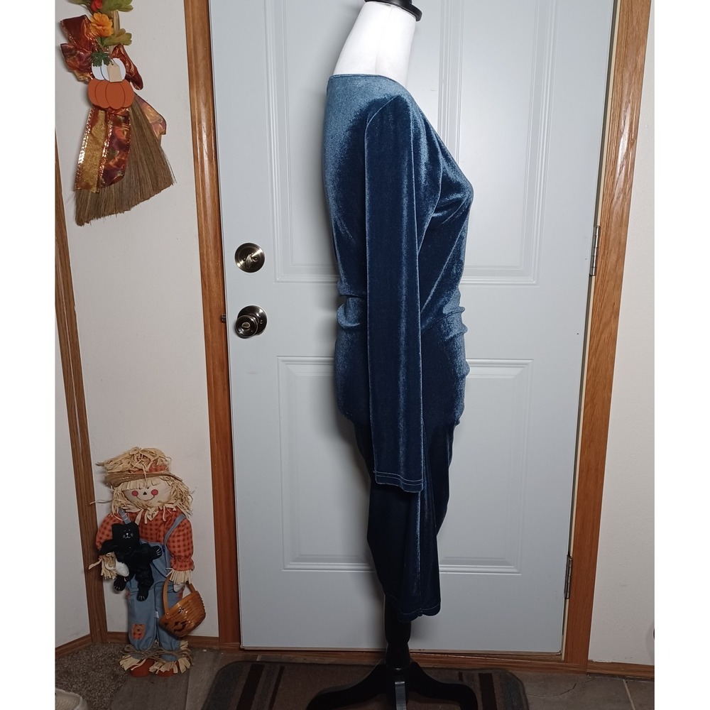 Guberry Velvet VNeck Wrap Bodycon Cocktail Evening Dress Size Med Ruched Side - Picture 4 of 7